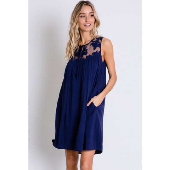 Davi & Dani Mesh Laced Sleeveless Dress NWT - Picture 2 of 12